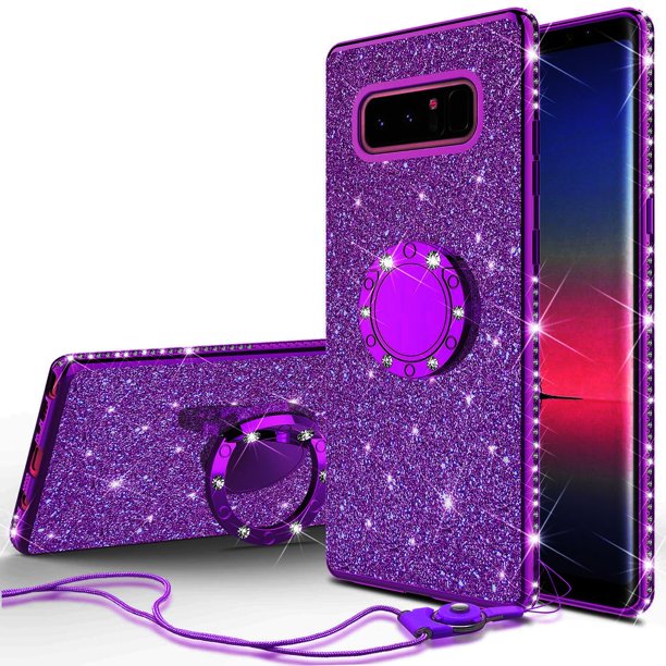 Glitter Cute Phone Case Girls for Samsung Galaxy Note 8 Case with Ring