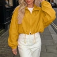 thumbnail image 4 of Kilaqueen Cropped Windbreaker Jacket for Women, Stand Collar Full Zip Long Sleeve Lightweight Coat with Drawstring Hem for Running, Travel and Streetwear, 4 of 8