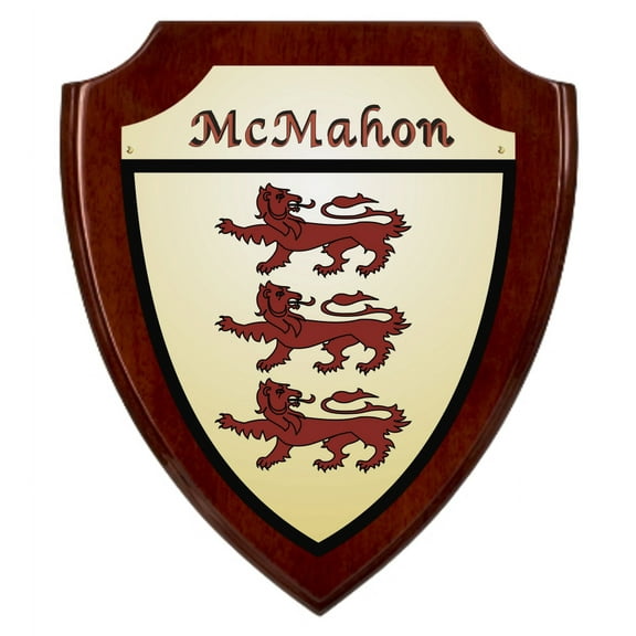 McMahon Irish Coat of Arms Shield Plaque - Rosewood Finish