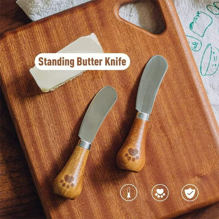 1PC Cute Standing Butter Knife,Bear Paws Painted Wooded Handle