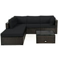thumbnail image 4 of Patiojoy 6PCS Patio Rattan Furniture Set Outdoor Sectional Sofa Set w/Coffee Table & Ottoman Black, 4 of 6