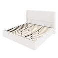 thumbnail image 6 of DRNANLIT King Size Boucle Upholstered Cloud Bed Frame with Wingback Headboard, Metal Legs & Slats, No Box Spring Needed, White, 6 of 6