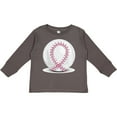 thumbnail image 3 of Inktastic Pink Breast Cancer Ribbon Baseball Boys or Girls Long Sleeve Toddler T-Shirt, 3 of 5