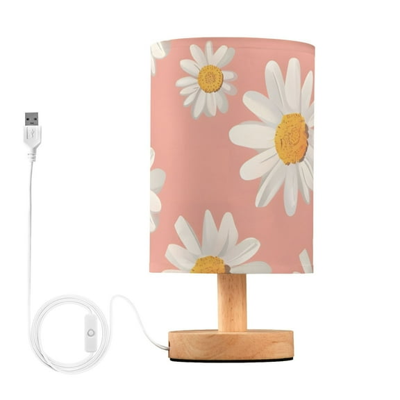 White Daisies Table Lamp with USB Port LED Warm Light Lamp Night Light Home Decor