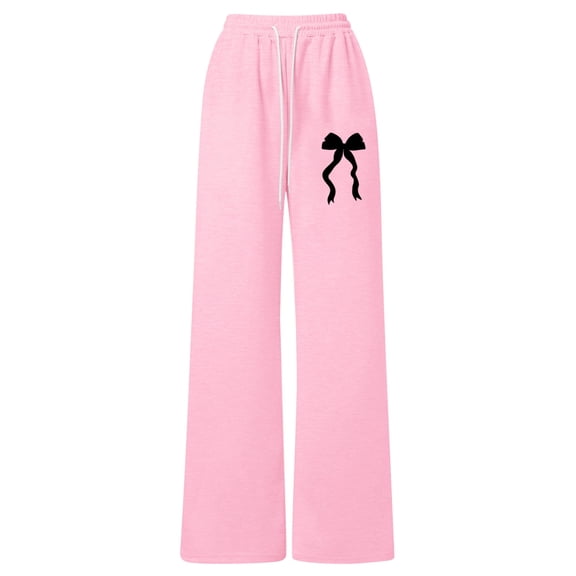 oqasdz Girls Bow Knot Straight Leg Cozy Pants with Back Pocket and Drawstring Athletic Sweatpants Versatile Casual Dailywear