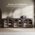 thumbnail image 3 of BELLEZE Set of 3 Modular Sideboard with Arched Glass Door, Accent Display Buffet Cabinet with Storage and Adjustable Shelves,Classic Modern Credenza for Dining Room Living Room Entryway  (Ebony), 3 of 7