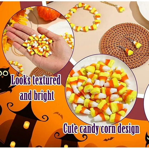 U8MO 10 Candy Corn Beads Glass Halloween Jewelry Making Supplies Set 17mm Cute
