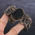 thumbnail image 3 of Natural Black Tourmaline Gemstone Copper Wire Wrap Cuff Bangle Adjustable, 3 of 4