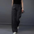 thumbnail image 2 of Womens Linen Pants High Waisted Wide Leg Casual Loose Length Trousers With Pockets, 2 of 4