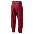 thumbnail image 4 of TKKCS Mens Casual Ribbed Jogger Pants- Stretch Regular Fit Elastic Waist Drawstring Cuffed Daily Wear Sweatpants with Pockets Wine Size XL, 4 of 8