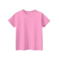thumbnail image 5 of Mlqidk Kids Size 10-12 Pink Basic Shirt Teen Girls Plain Shirts Short Sleeve Crew Neck T-Shirts Tween Girls Cute Summer Tops 140, 5 of 6