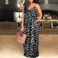 thumbnail image 2 of IROINNID Sundress For Women Plus Size Pockets Leopard Printing Sleeveless Casual Sling Dress Round Neckline Full-Length Dress, 2 of 4