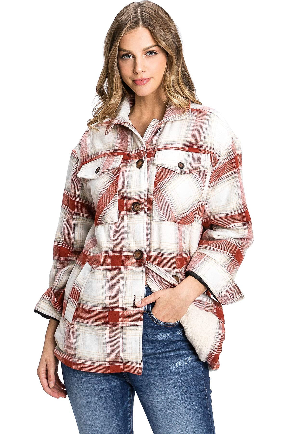 womens sherpa shirt jacket