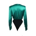 thumbnail image 5 of Qiylii Women 's Satin Deep V Neck Long Sleeve Bodysuit Surplice Blouse Top Sexy Smooth Fashionable Formal Jumpsuits, 5 of 9