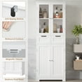 thumbnail image 6 of Homfa 4 Doors Bathroom Cabinet, 3-Tier Wood Tall Linen Storage Cabinet with 2 Drawers for Living Room Office, White, 6 of 8