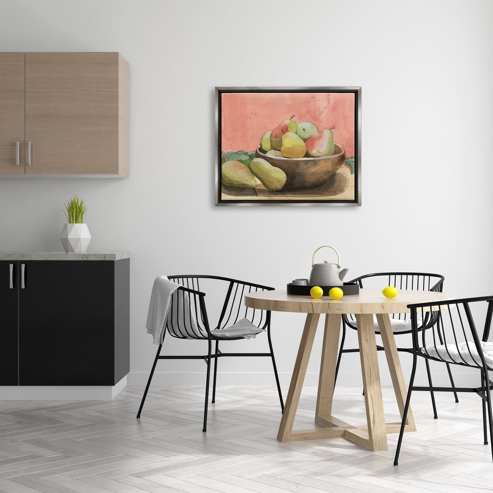 Stupell Industries Watercolor Pears Still Life Food & Beverage Painting Gray Floater Framed Canvas Art Print Wall Art, 31 x 25