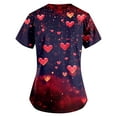 thumbnail image 3 of Valentines Day Nursing Uniforms Shirts Women Love Heart Printed V Neck Breathable Scrub Tops Short Sleeve Professionals Soft Stretch T-Shirts with Pockets red Large, 3 of 4