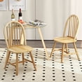thumbnail image 2 of Costway 3 PCS Dining Set for 2 Round Table with 2 Chairs Solid Rubber Wood Frame Modern Beige, 2 of 6