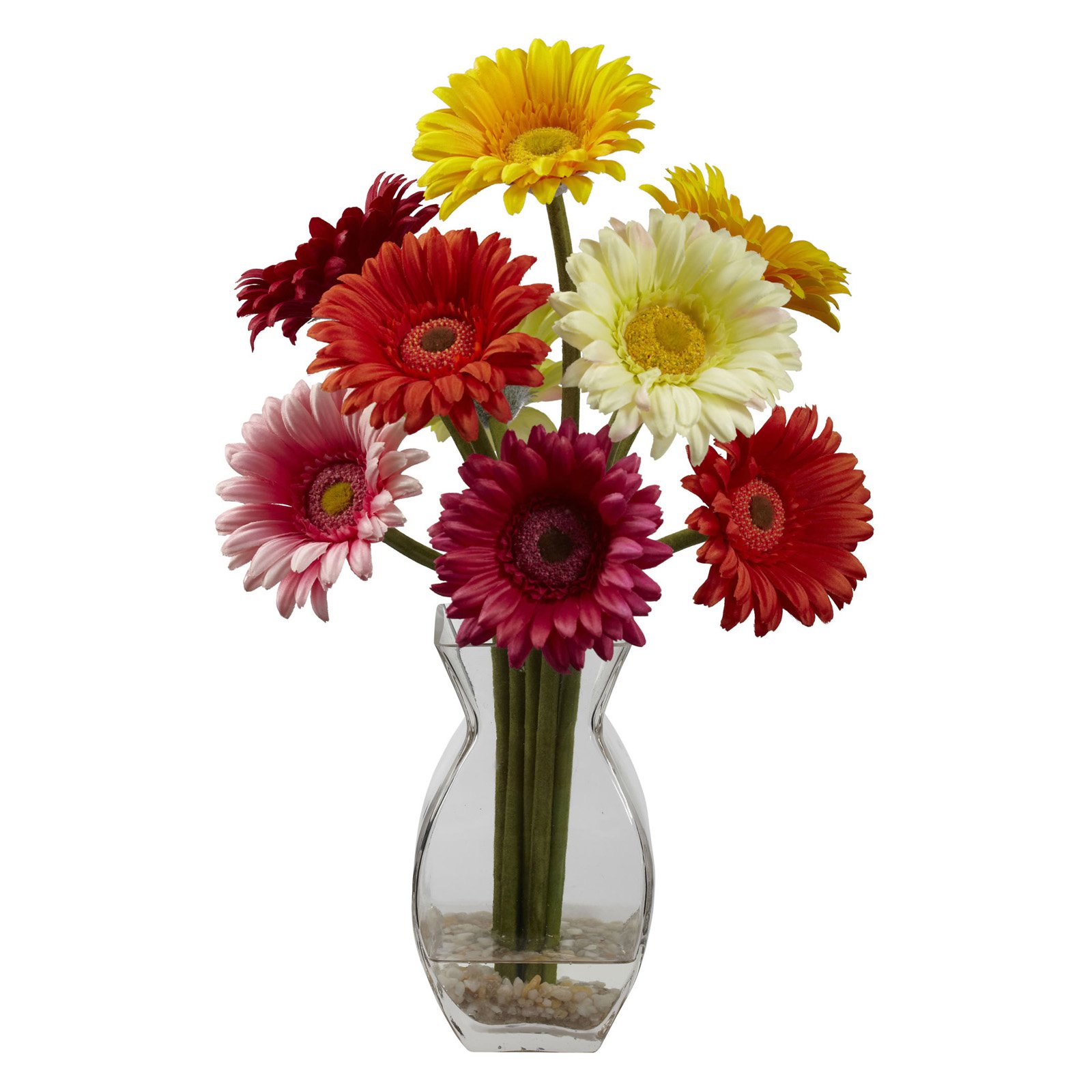 Nearly Natural Gerber Daisy W Vase Arrangement Walmart Com Walmart Com