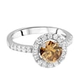 thumbnail image 2 of Sterling Silver with Natural Champagne Diamond and White Topaz Halo Ring, 2 of 3