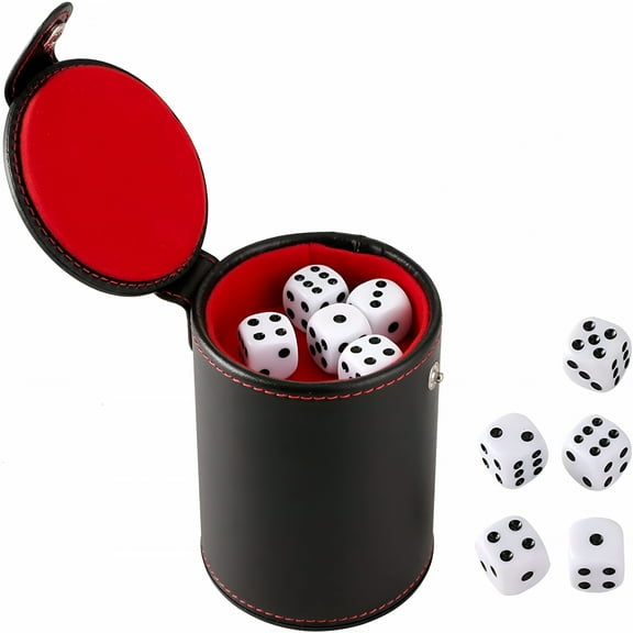BESTSKY Dice Cup Set with 10 Dices Leatherette Professional Dice Cup with Lid for Playing Games,Yahtzee,Casino,Farkle