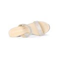 thumbnail image 4 of BLISSFUL STEP Women's Open Toe Stiletto High Heel Rhinestone Mules Sandals Beige 9, 4 of 7