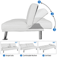 thumbnail image 5 of Renwick LuxuryGoods Modern Faux Leather Futon with Cupholders and Pillows, White, 5 of 10