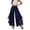 Navy, variant on Women's Fashion Color Block Chiffon Wide Leg Flare Pants, High Waisted with Irregular Ruffle Hem, Casual Dress Trousers for Summer Daily Outfits Black L