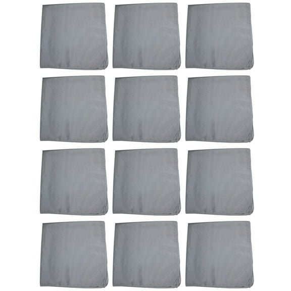 12 Pack Cotton Bandanas in Plain Colors for Crafts, Costumes, Workwear (Grey)