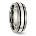 thumbnail image 4 of Chisel Titanium Antiqued and Brushed with Sterling Silver Inlay 8mm Grooved Band, 4 of 7