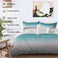 thumbnail image 4 of Teal Grey Ombre Duvet Cover Set, Turquoise Gradient Modern Abstract Art Soft Duvet Cover Queen Size Bedding Set 4 Pieces, 1 Quiltcover and 2 Pillowcases with Zipper, 1 Bed Sheet for All Seasons, 4 of 9