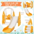 thumbnail image 4 of 4 in 1 Toddler Slide and Swing Set, Kids Play Climber Slide Playset with Safety Belt, Basketball Hoop, Long Slide, Rocket Themed Slide,Kids Playground Climber Slide for Indoor Outdoor (Yellow&white), 4 of 9