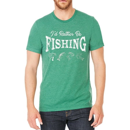 Men's I'd Rather Be Fishing Green Tri Blend T-Shirt C2 Small (Best Tri Blend T Shirts)