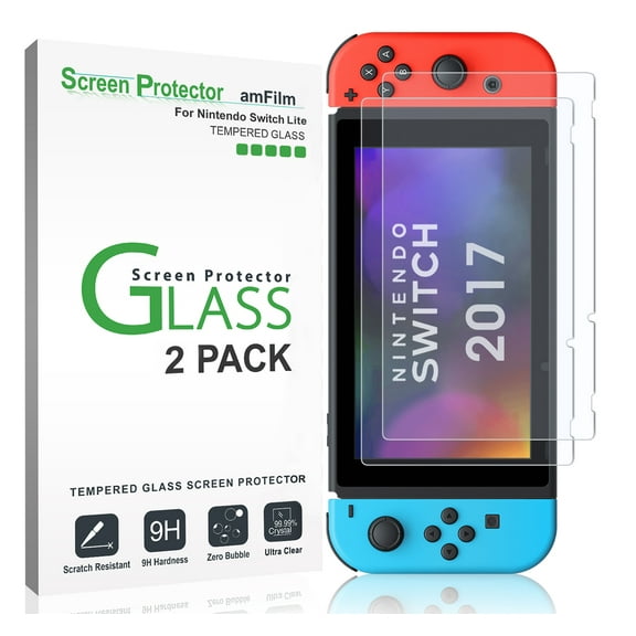 Nintendo Switch Screen Protector Glass (2-Pack), amFilm Nintendo Switch Tempered Glass Screen Protector for Nintendo Switch 2017