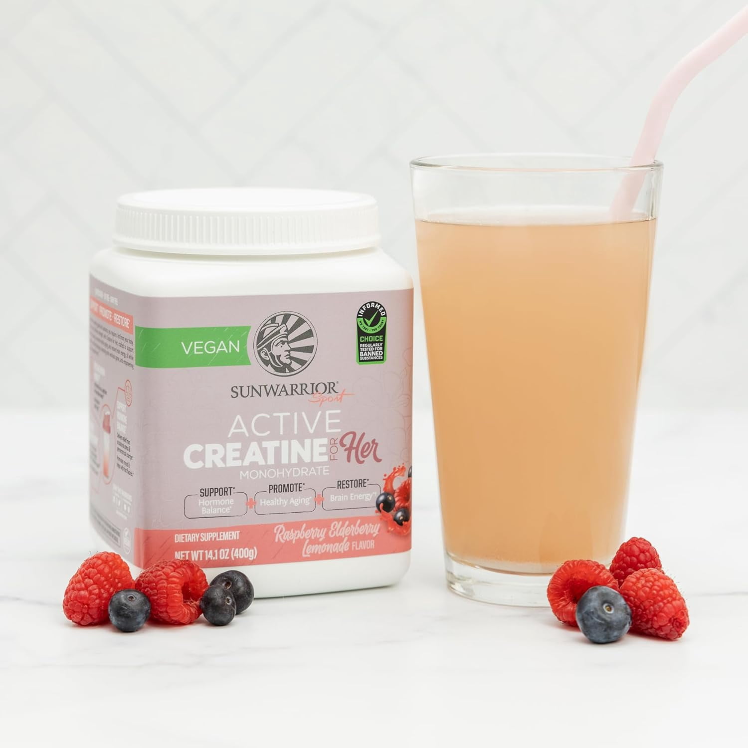 Sunwarrior Creatine Monohydrate Powder, Preworkout for Women, Vegan & Keto-Friendly, 14.1 oz