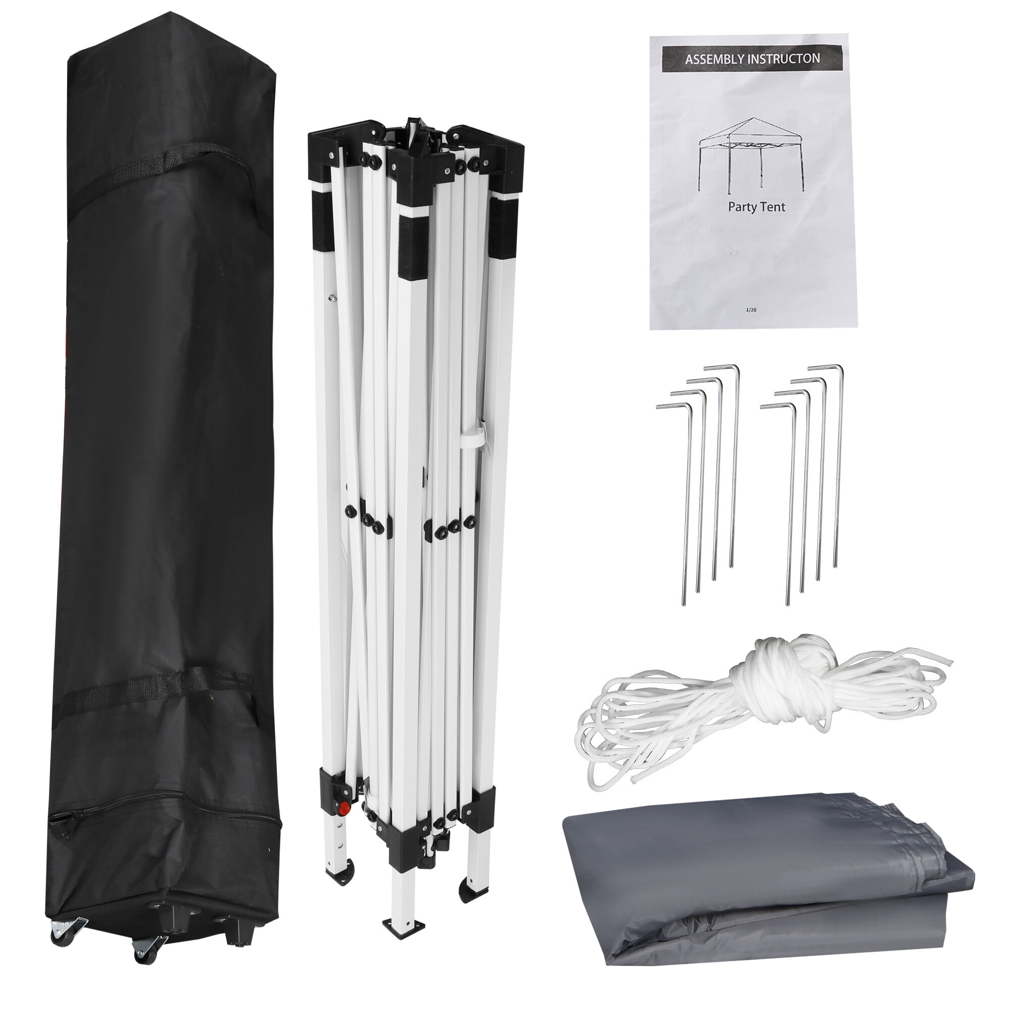 ZENY 10 x 10FT Party Tent Pop-up Canopy Foldable Waterproof Gazebo Tent with Carrying Bag, Gray