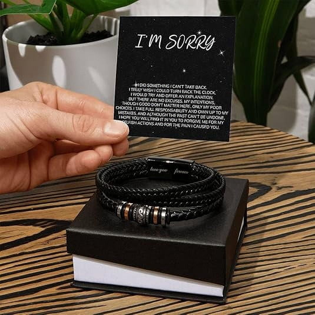 Apology Gifts For Men, Forgive Me Bracelet, I'm Sorry For Hurting You Bracelet For Him with Heart Touching Message Card and Gift Box, I Am Truly Sorry Bracelet For Him, I'm Sorry Gifts For Him