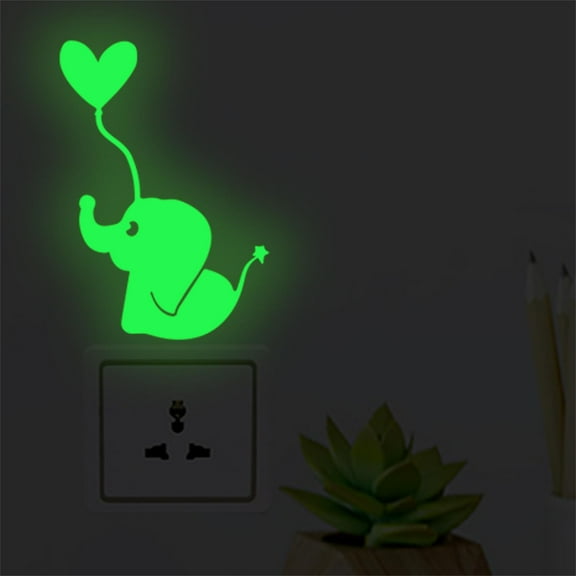 Glow in The Dark Elephant Heart Wall Stickers, Luminous Light Switch Stickers, Adorbale Elephant Pet Animal Wall Decals Light Switch Decor Art Mural Paste, Valentines Day Decorations Home