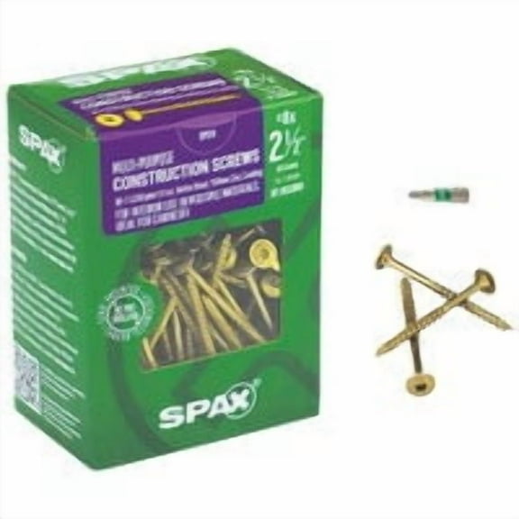 SPAX Multi-Material Construction Screw Washer Head - Yellow Zinc, 8x2.5 In - 120 Pack