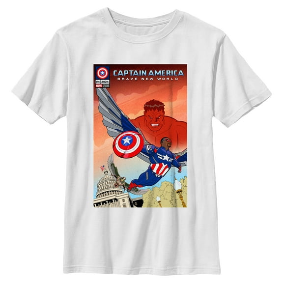 Boy's Captain America: Brave New World Red Hulk Comic Book Cover Graphic T-Shirt