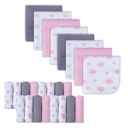 Baby Washcloths Extra Soft and Ultra Absorbent Bath Cloth Great Gifts for Newborn and Infants 24 Pack Pink Elephant