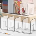 thumbnail image 2 of Acrylic Bookend for Shelf 4 Compartments Desk Book End Book Magazine Organiser Stand Space Saving Book Stoppers, 2 of 8