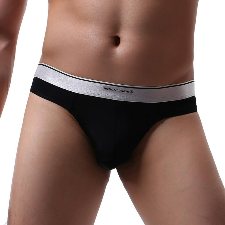 SDJMa Men’s boxer briefs Underwear Men's Briefs For The Night Sex Briefs  Metal Buckle Laser-like Leather Swim Shorts For Men Briefs