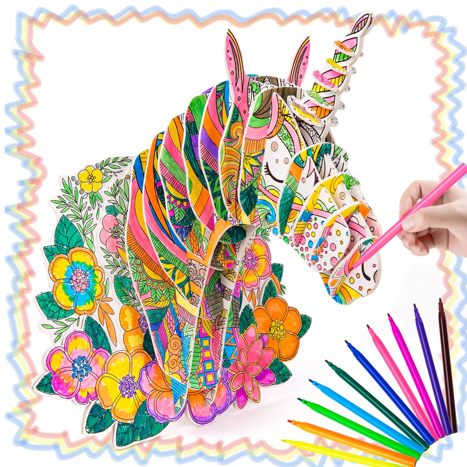 Dikence Crafts for Kids Age 6-10, Unicorn Arts for 8-12 Year Old Girls Boys  Educational Drawing Puzzle Gifts Toys for Girls Ages 6-12 Coloring Crayons  Set for Art Markers Building Toys for