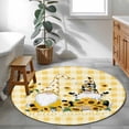 thumbnail image 4 of Gnomes Sunflowers Round Rug 3ft Washable Circle Entryway Rugs Non Slip Pastoral Botanical Yellow Plaid Area Rug Indoor Floor Carpet for Bedroom Kitchen Living Room Home Office Dining Room Nursery, 4 of 8