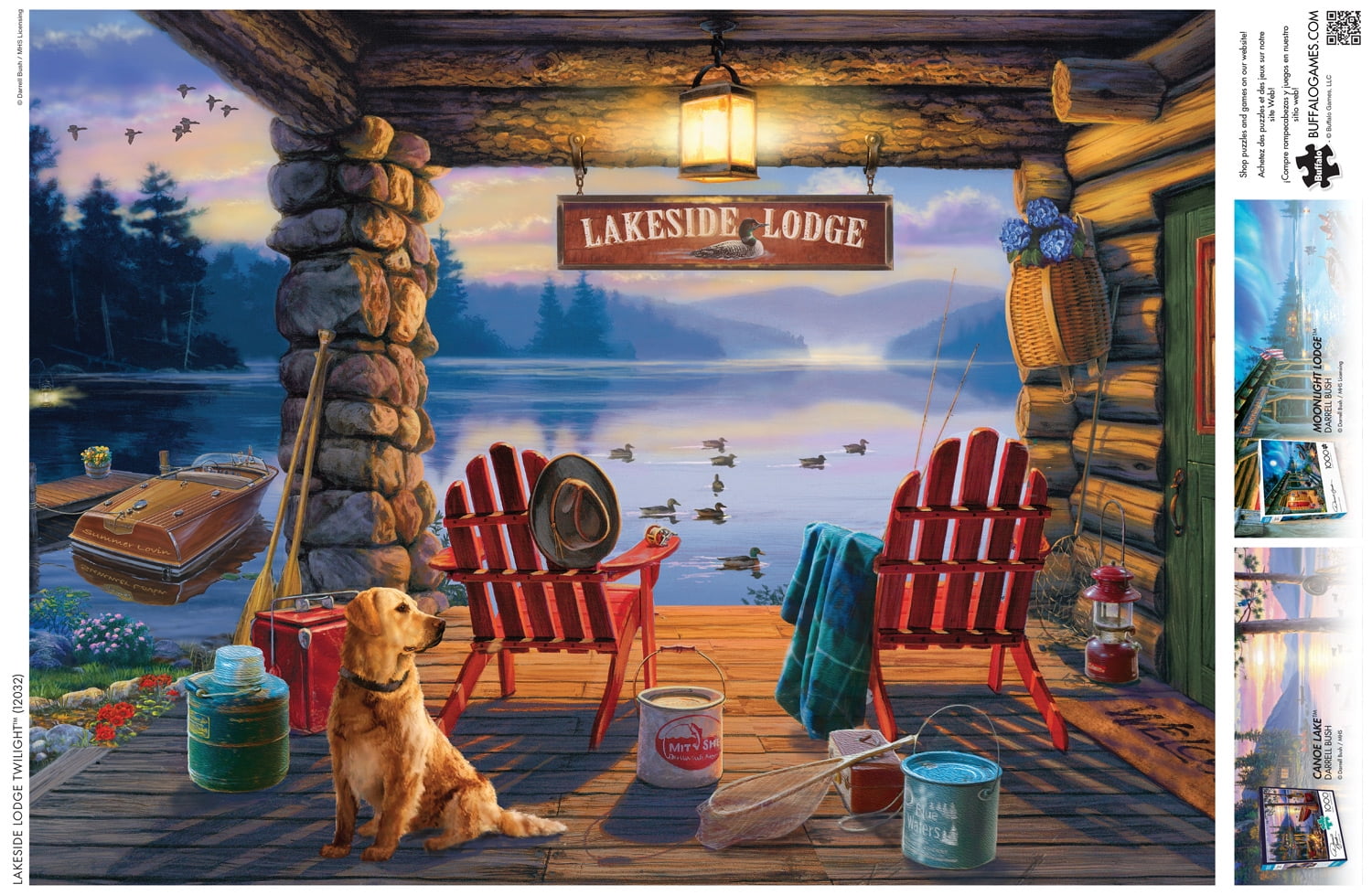 Buffalo Games 1000-Piece Darrell Bush Lakeside Lodge Twilight