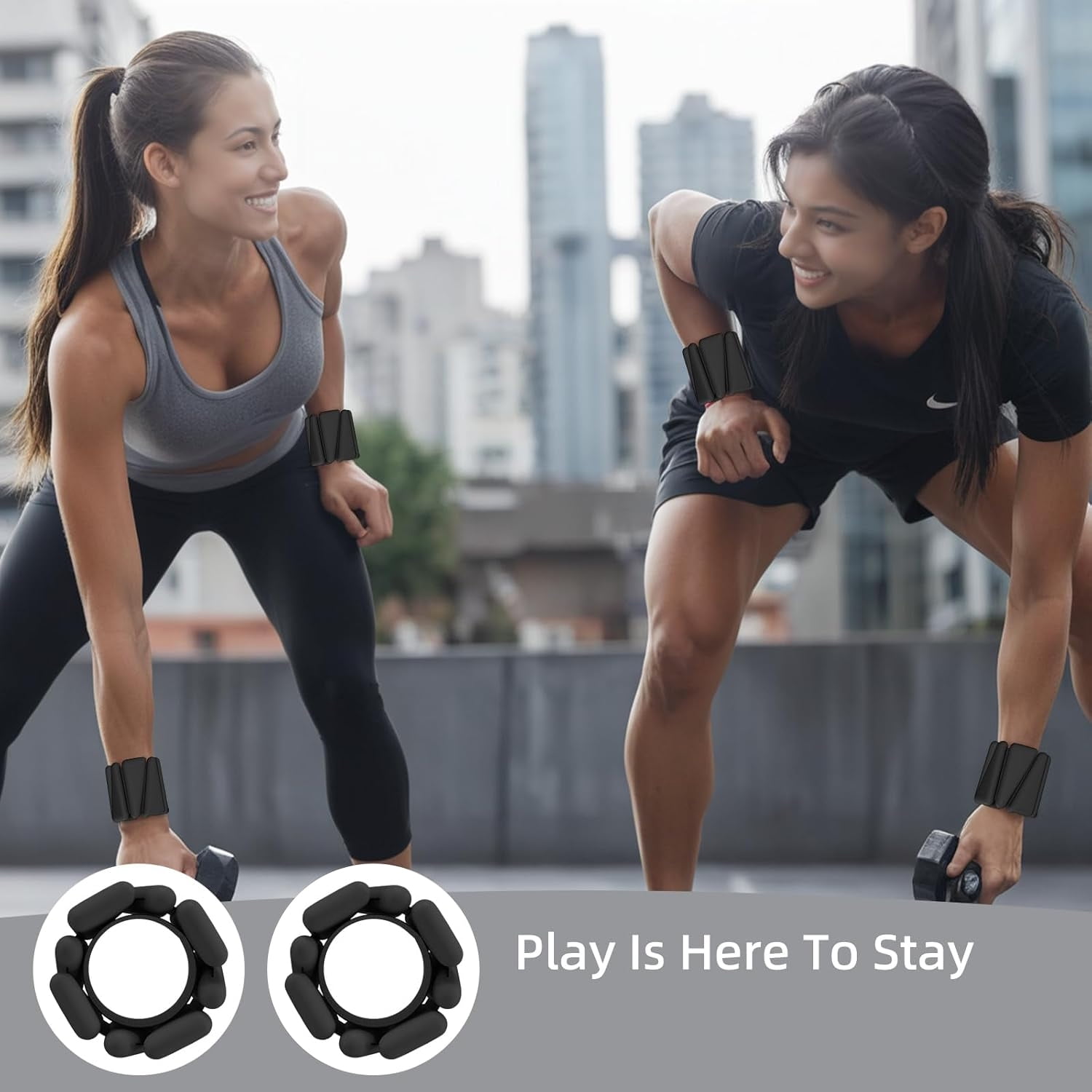 GoXteam Ankle Weights for Women Men, Adjustable Wrist Weighted Bracelet for Home Gym Workout, Running, Yoga, Exercise, Strength Training, Set of 2 (1LB Each, Black)