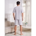 thumbnail image 4 of Vulcanodon Mens Short Pajama Set,Lightweight Sleepwear Soft Nightwear Short Sleeve Set With Pocket,(Light Blue Mel.M), 4 of 5
