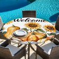 thumbnail image 6 of Orange Pumpkin Fall Round Tablecloth, Fitted Table Cover with Elastic for 55"-60" Round Tables, Thanksgiving Sunflower Autumn Botanical Table Cloth Outdoor Indoor Dinning Party Waterproof Tablecloths, 6 of 7