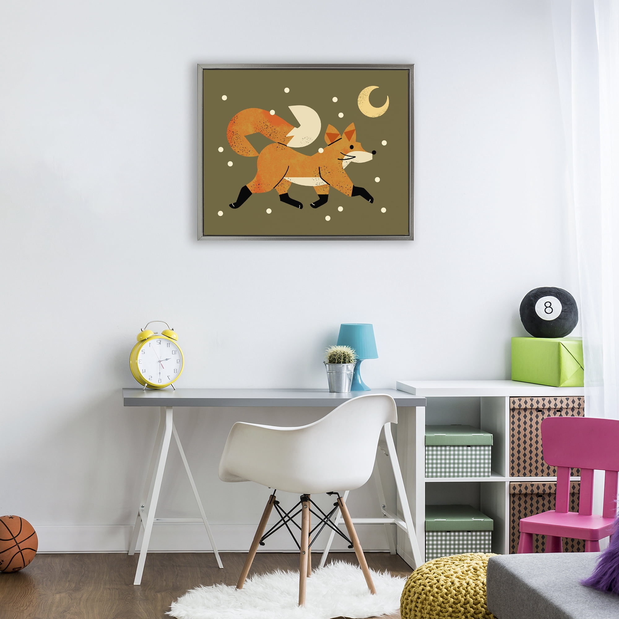 Stupell Industries Wandering Winter Fox Gray Framed Floater Canvas Wall Art, design by Renea L. Thull